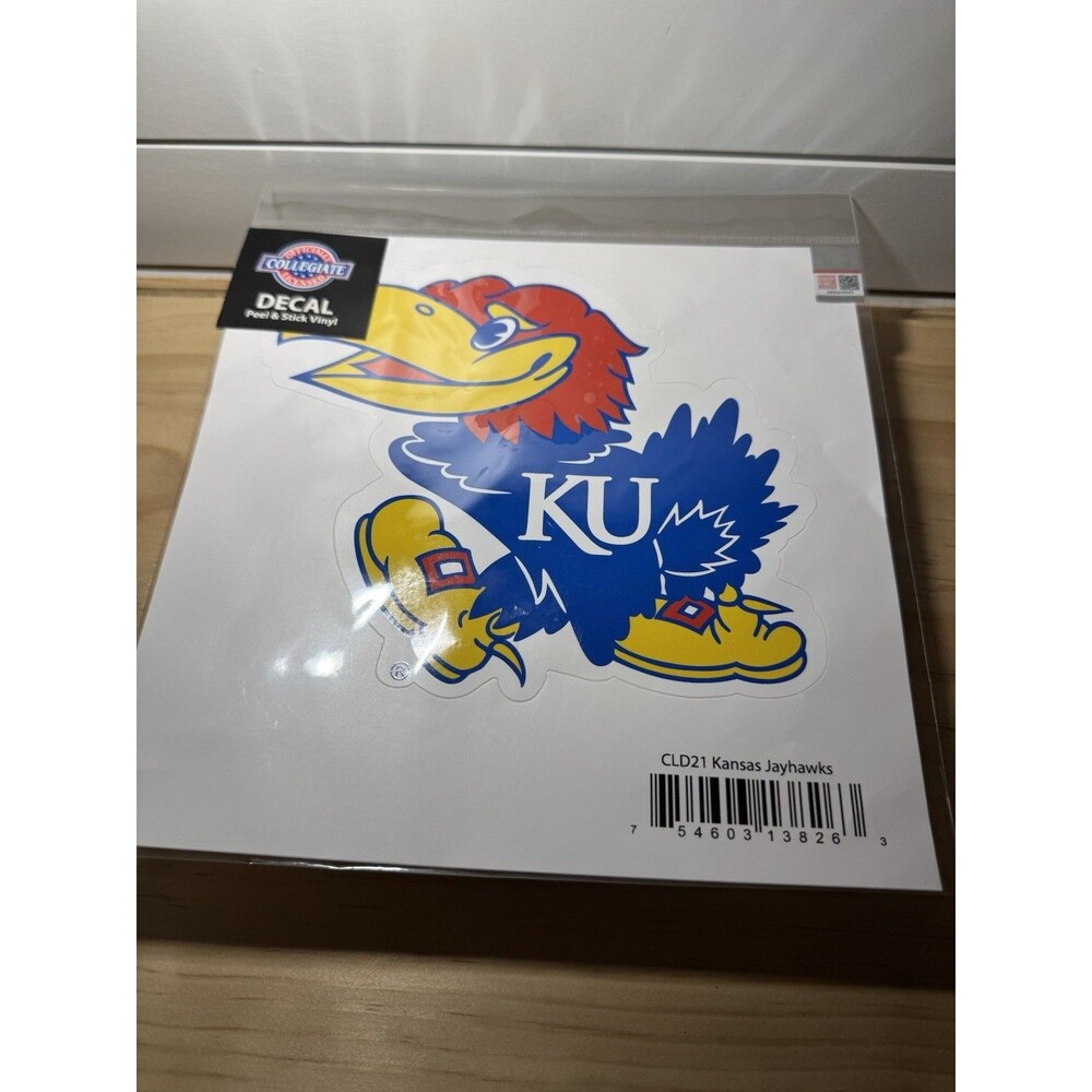 Official Collegiate Decal KU Kansas Jayhawks Mascot Logo Car Truck Vinyl NWT